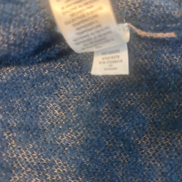 Chicos Beaded‎ Embellished Blue Tan Scroll Pattern Long Cardigan Sweater Size 1 - Picture 8 of 9